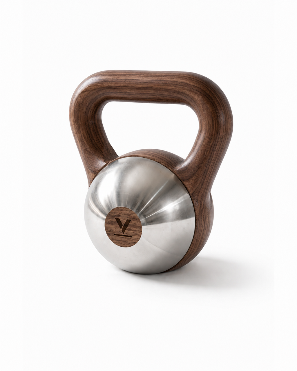Type C Signature kettlebell with solid-wood handle and central section paired with polished 304 stainless steel.