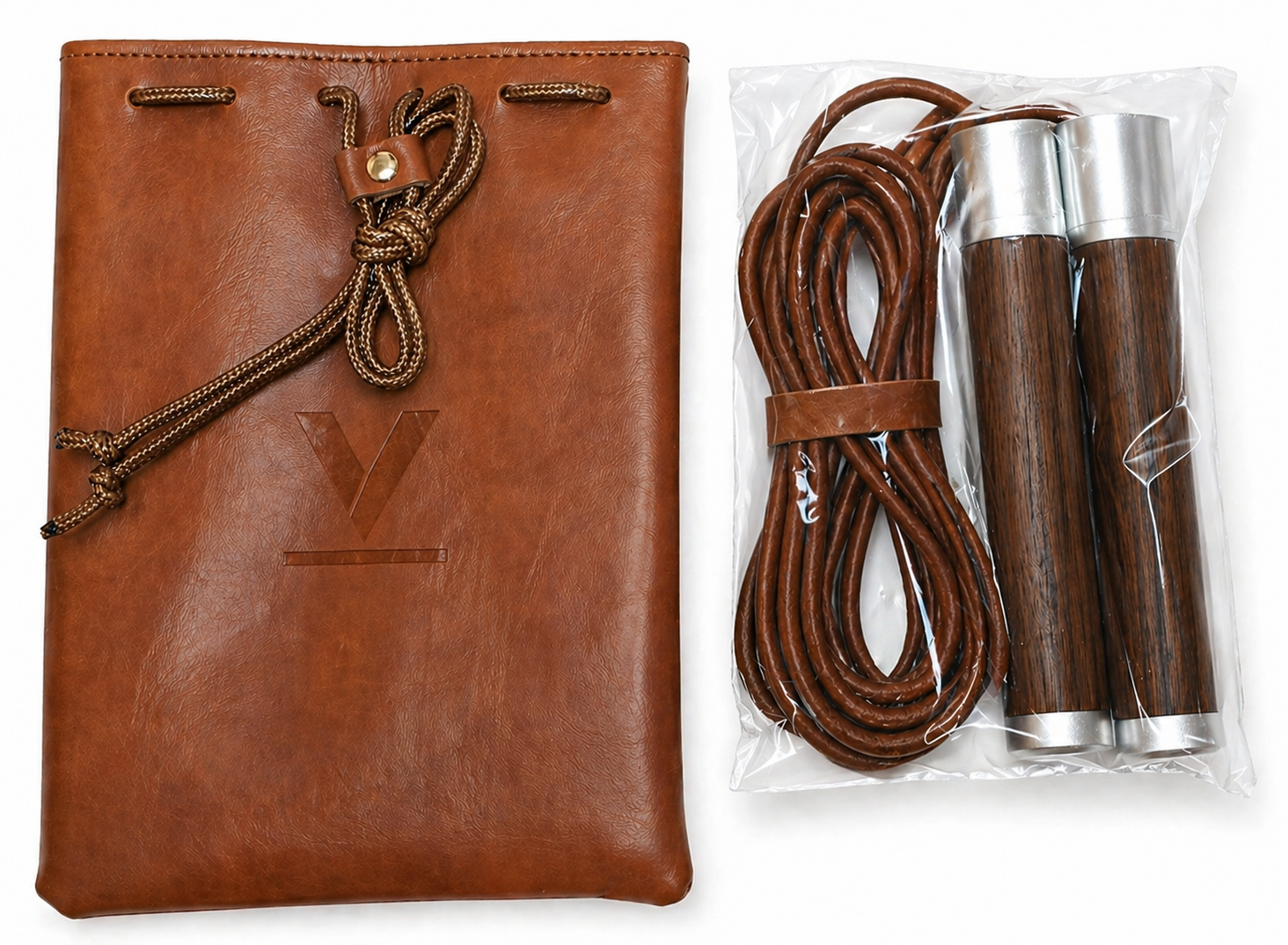 Wood and Leather Jumping Rope